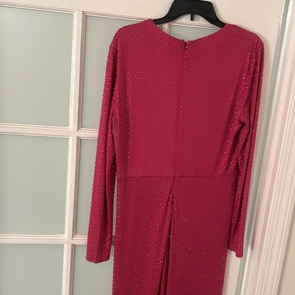 Veronica Beard Kiah Rhinestone Plunge Neck Long Sleeve High-Low Maxi Dress - Picture 8 of 10